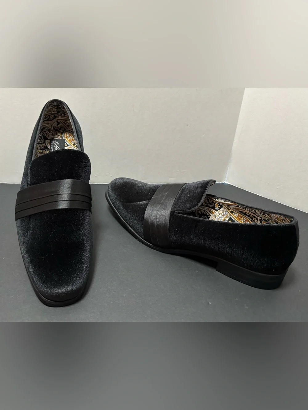 After Midnight Black Velvet Red Bottom Smoker Loafers 9.5